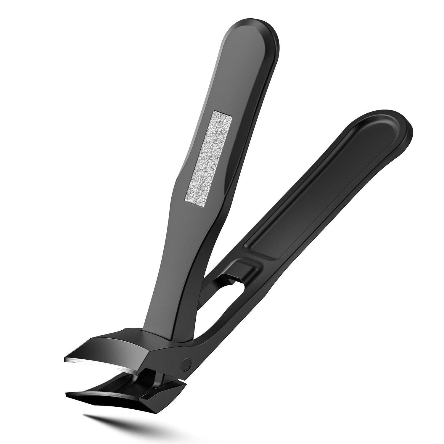 BALUCA Premium Slanted Toenail Clippers for Ingrown Nails - Heavy Duty Curved Blade Nail Clipper for Thick Nails, Seniors &amp; Men - Ergonomic Grip with Built-in Nail File, Black