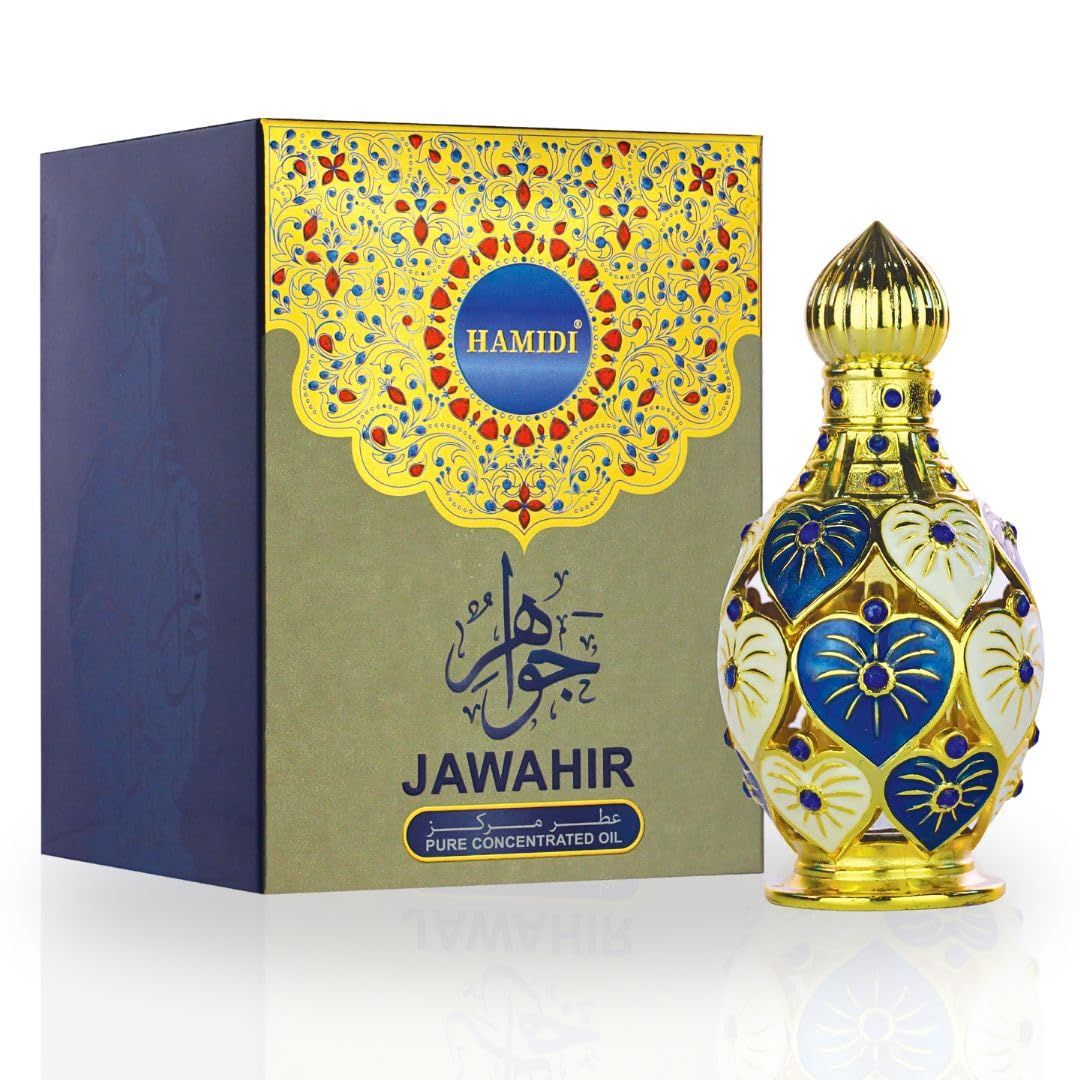 Hamidi JAWAHIR Concentrated Perfume Oils for Women &amp; Men 12ML (0.4 OZ) Enjoy Long Lasting Fragrance Oil Fruity, Floral, Spicy &amp; Immensly Enchanting Arabian Perfume Oil Perfect For Any Occassion