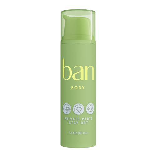 Ban Private Parts Deodorizing Lotion, Non-Toxic Sweat Absorbing Lotion for Sensitve Parts, Formulated with Soothing Aloe &amp; Calendula, Aluminum Free and Baking Soda Free, Light Scent, 1.5 Oz