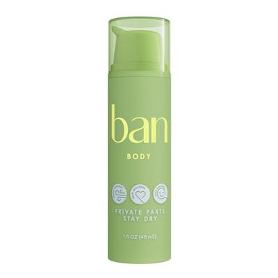 Ban Private Parts Deodorizing Lotion, Non-Toxic Sweat Absorbing Lotion for Sensitve Parts, Formulated with Soothing Aloe &amp; Calendula, Aluminum Free and Baking Soda Free, Light Scent, 1.5 Oz