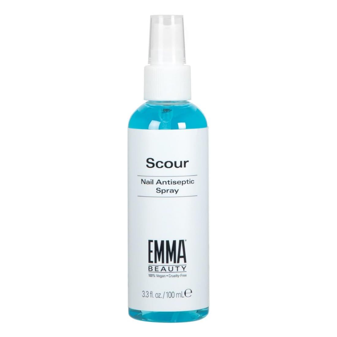 EMMA Beauty Scour Nail Antiseptic Spray, Nail Surface Cleanser and Cleaning Solution, 12 Free Formula, 100 Vegan &amp; Cruelty-Free, 3.3 oz.