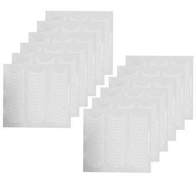 BlingKingdom 576pcs 12 Sheets French Nail Self-Adhesive Stickers Stencils Manicure Nail Tips Smile Line Guide for Women Girls - Moon Shape Design