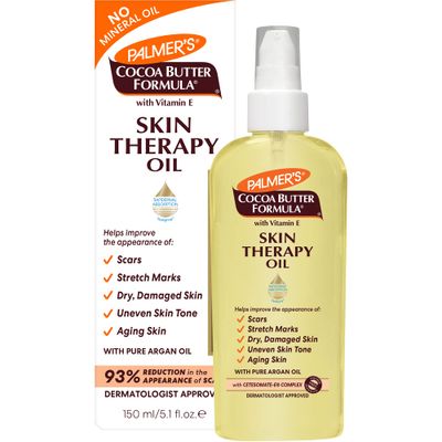 Palmers Cocoa Butter Formula Skin Therapy Moisturizing Body Oil with Vitamin E &amp; Pure Argan Oil, Deep Body Moisturizer for Dry, Damaged Skin, Scars or Stretch Marks, 5.1 Fl Oz (Pack of 3), YELLOW