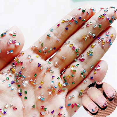3000Pcs Colour Nail Charms 3D French Petite Nail Rhinestones Colorful Nail Gems Multi Shape Crystal Exquisite Mini Heart Star Glitter Nail Art Charms Cute Nail Supplies Decoration for Women Acrylic