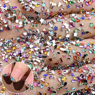 3000Pcs Colour Nail Charms 3D French Petite Nail Rhinestones Colorful Nail Gems Multi Shape Crystal Exquisite Mini Heart Star Glitter Nail Art Charms Cute Nail Supplies Decoration for Women Acrylic