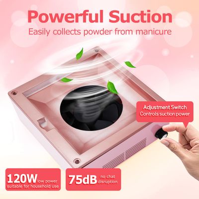 Tenrry Nail Dust Collector, Electric Acrylic Nail Fan Dust Collector with Detachable Reusable Filter Dust Suction Machine for Nail Salon, Nail Polishing (Pink)