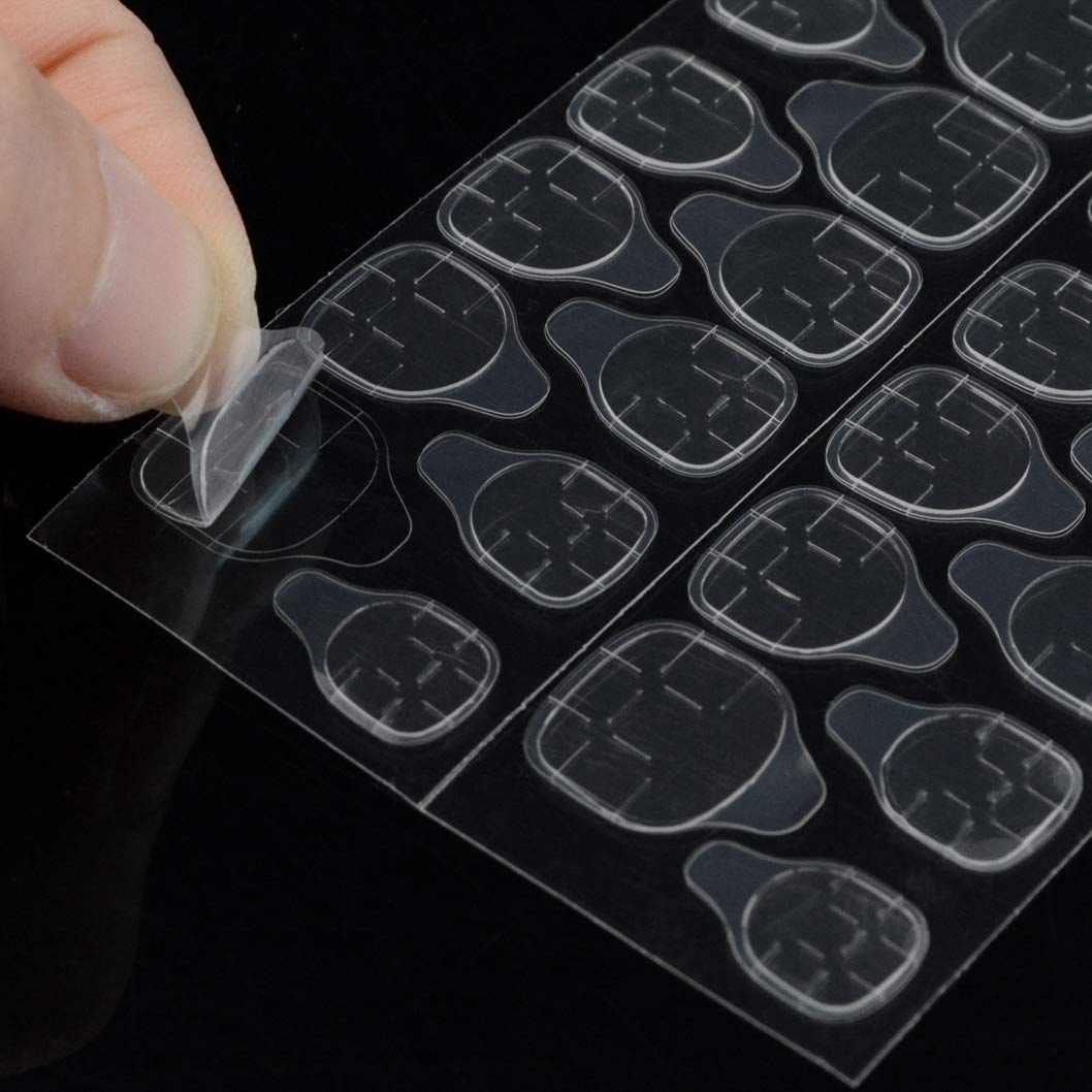 Wobe 600pcs Breathable Adhesive Tabs Fake Nail Glue Sticker 25 Sheets 12 Size Waterproof Jelly Press On Nail Adhesive Tabs Double Sided Transparent Flexible