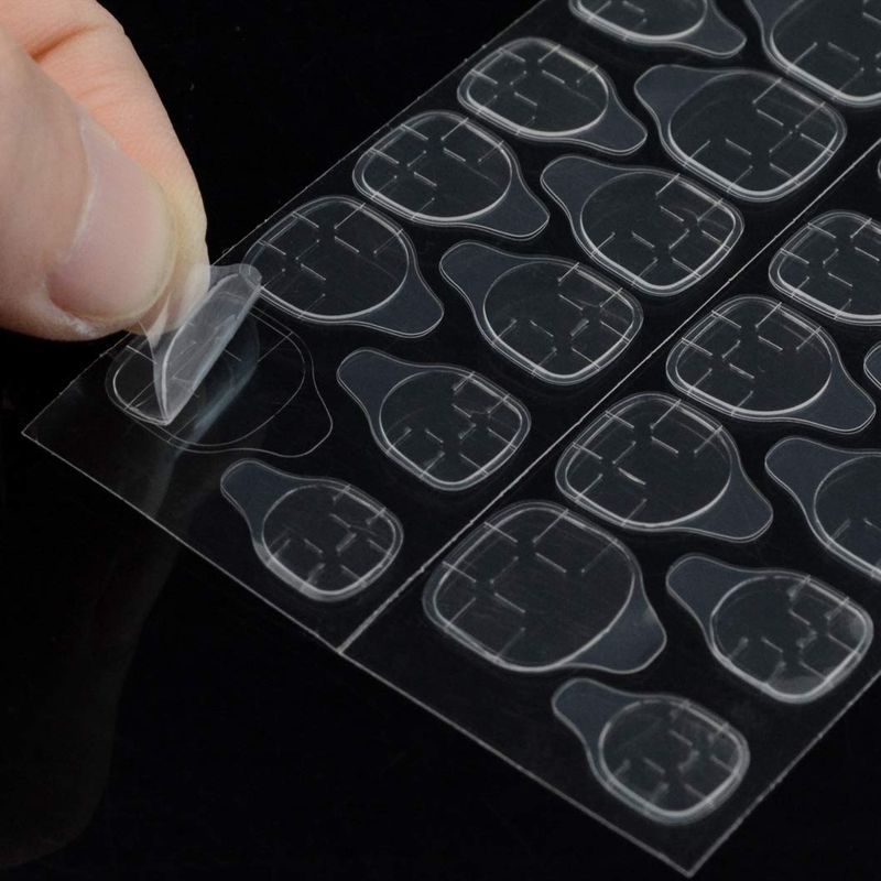 Wobe 600pcs Breathable Adhesive Tabs Fake Nail Glue Sticker 25 Sheets 12 Size Waterproof Jelly Press On Nail Adhesive Tabs Double Sided Transparent Flexible