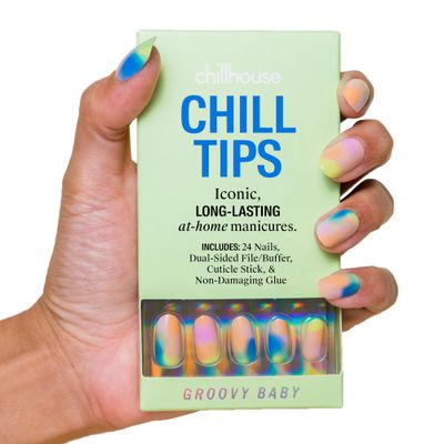 Chillhouse - Chill Tips, Press on Nails Kit - Groovy Baby (Oval) - 24 Nail Shapes &amp; Sizes - Up to 3 Weeks of Wear - Customizable Fit - Reusable - Latina Founded &amp; Women Owned - Beauty &amp; Self Care