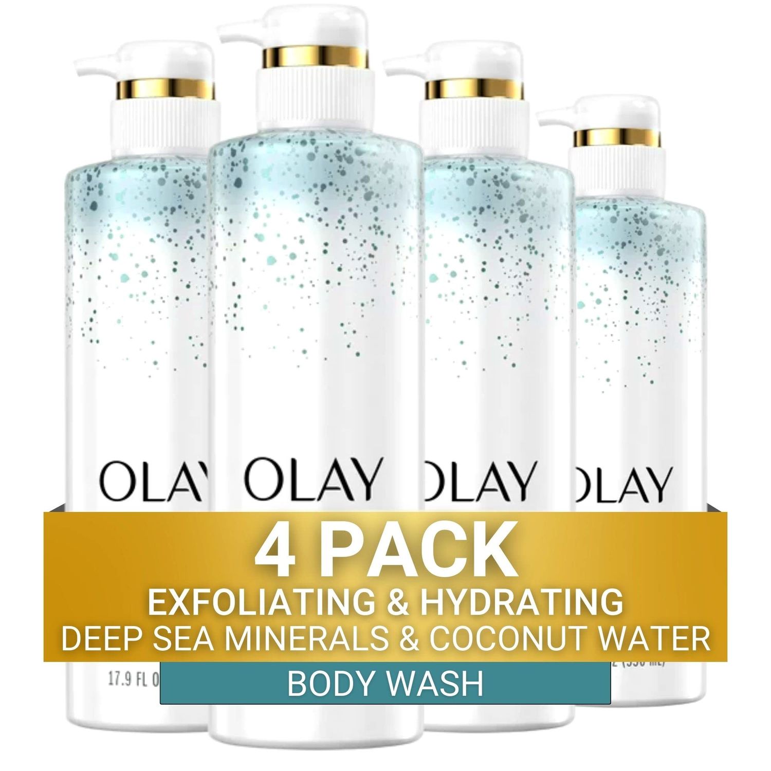 Olay Exfoliating &amp; Hydrating Body Wash With Deep Sea Minerals Coconut Water and Vitamin B3 20 fl oz (Pack of 4)