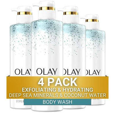 Olay Exfoliating &amp; Hydrating Body Wash With Deep Sea Minerals Coconut Water and Vitamin B3 20 fl oz (Pack of 4)