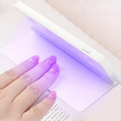 BOMOQING UV Led Nail Lamp, Foldable Mini UV Light for Nails, Fast Curing LED Nail Dryer, 2 Timers for Fast Curing Gel Polish Travel Home DIY Manicure (White)