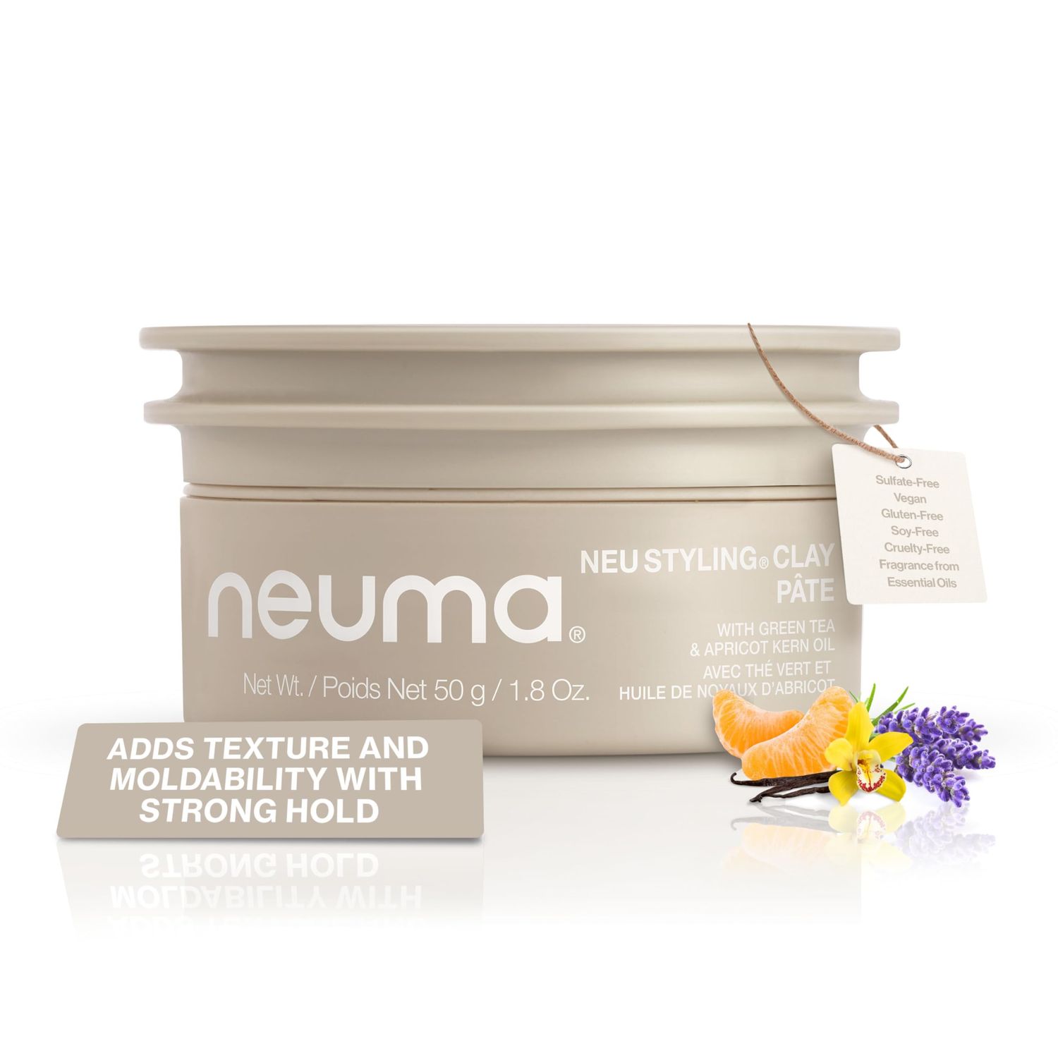 NEUMA Neu Styling Hair Clay 1.8 Fl. Oz. Strong Hold Texture Clay with Lavender, Mandarin &amp; Vanilla Scent, Hair Clay for Men &amp; Women