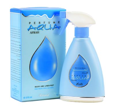 Aqua Afrah Air Fresheners - 375ml(12.7 oz) | Aromatic Essential Oil Spray | Fresh Blend of Lemon, Black Currant, Woody, Musk | Long Lasting Room Fragrance | by RASASI (Afrah)