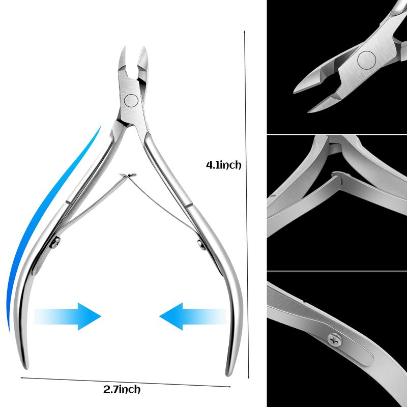Japior 8 Packs Cuticle Nippers Stainless Steel Cuticle Trimmer Cutter Pointed Blade Nail Cuticle Dead Skin Clipper Manicure Tool for Fingernails Toenails