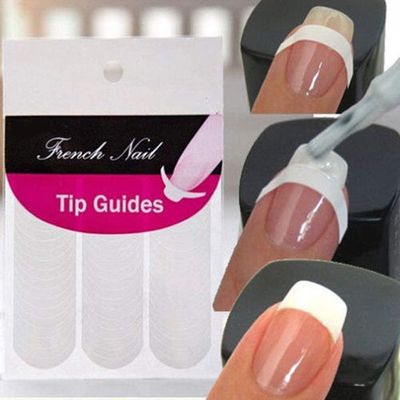 5 Sheets 240 Pcs White French Manicure Nail Art Strips, Guide Stickers Moon Shape Design Self-Adhesive Tips for Manicure Decoration DIY Tools and Decals