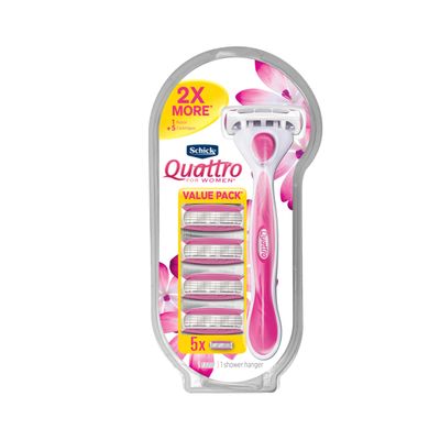 Schick Quattro Womens Razor Value Pack - 1 Handle &amp; 5 Refills