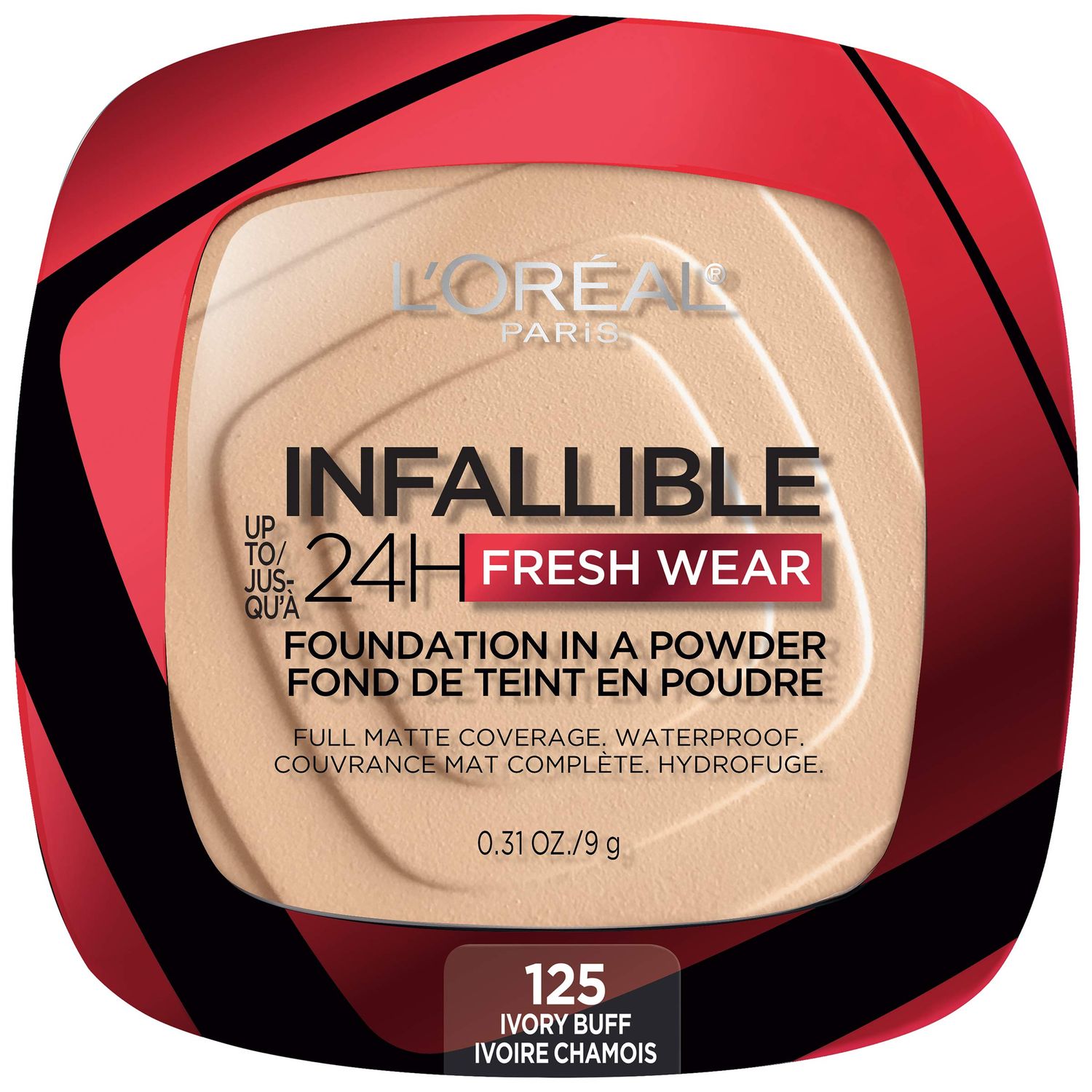LOreal Paris Makeup Infallible Fresh Wear Foundation in a Powder, Up to 24H Wear, Waterproof, Ivory Buff, 0.31 oz.