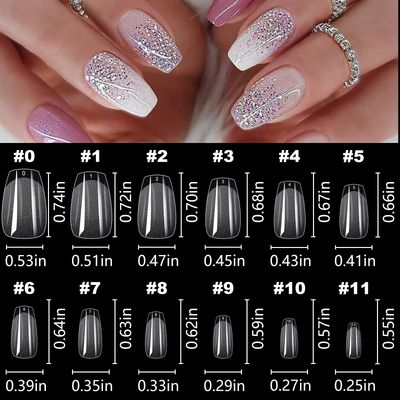 LoveOurHome 600pc Extra Short Coffin Fake Nail Soft Gel Nail Tips Clear Press on Nails Short Full Cover Clear False Nails XS Artificial Fingernails for Women Girls Kids Acrylic Nail Extension