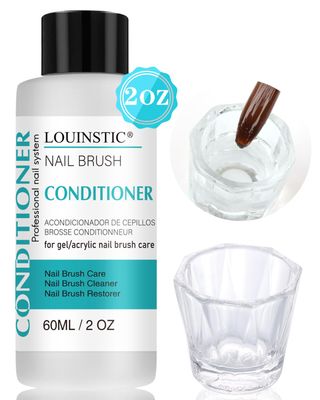 LOUINSTIC Nail Art Brush Cleaner 2 oz - Nail Brush Cleaner and Conditioner for Solid Gel Polish/Nail Extension Gel/Acrylic Nail Brushes, Quickly and Easily Acrylic Nail Brush Cleaner and Restorer