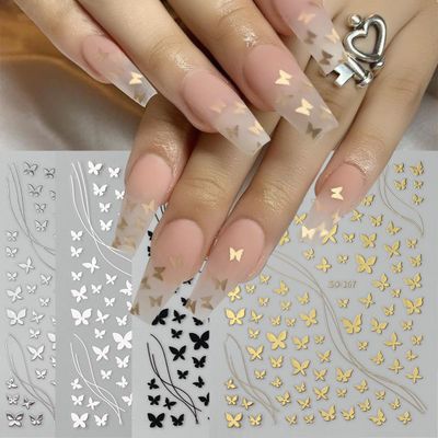 6 Sheets Butterfly Nail Stickers for Nail Art Bronzing Laser Butterfly Nail Decals 3D Self Adhesive Nail Art Supplies Spring Summer Nail Decorations Butterfly Nail Art Stickers for Women DIY Manicure
