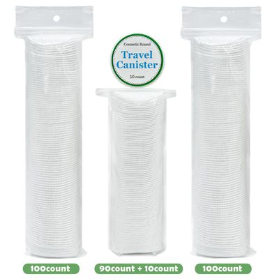 TL Care Cotton Rounds (300 Count) with Travel Canister - Lint-Free, Ultra Soft &amp; Absorbent 3-Layer Cotton Pads for Face and Makeup Removal