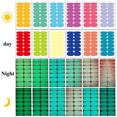 WOKOTO 12 Sheets Luminous Solid Nail Polish Strips with File - Self-Adhesive Glow in Dark Gel Strips, Stick On Stickers, Full Wraps for Women Art