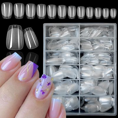 LoveOurHome 600pc Extra Short Coffin Fake Nail Soft Gel Nail Tips Clear Press on Nails Short Full Cover Clear False Nails XS Artificial Fingernails for Women Girls Kids Acrylic Nail Extension