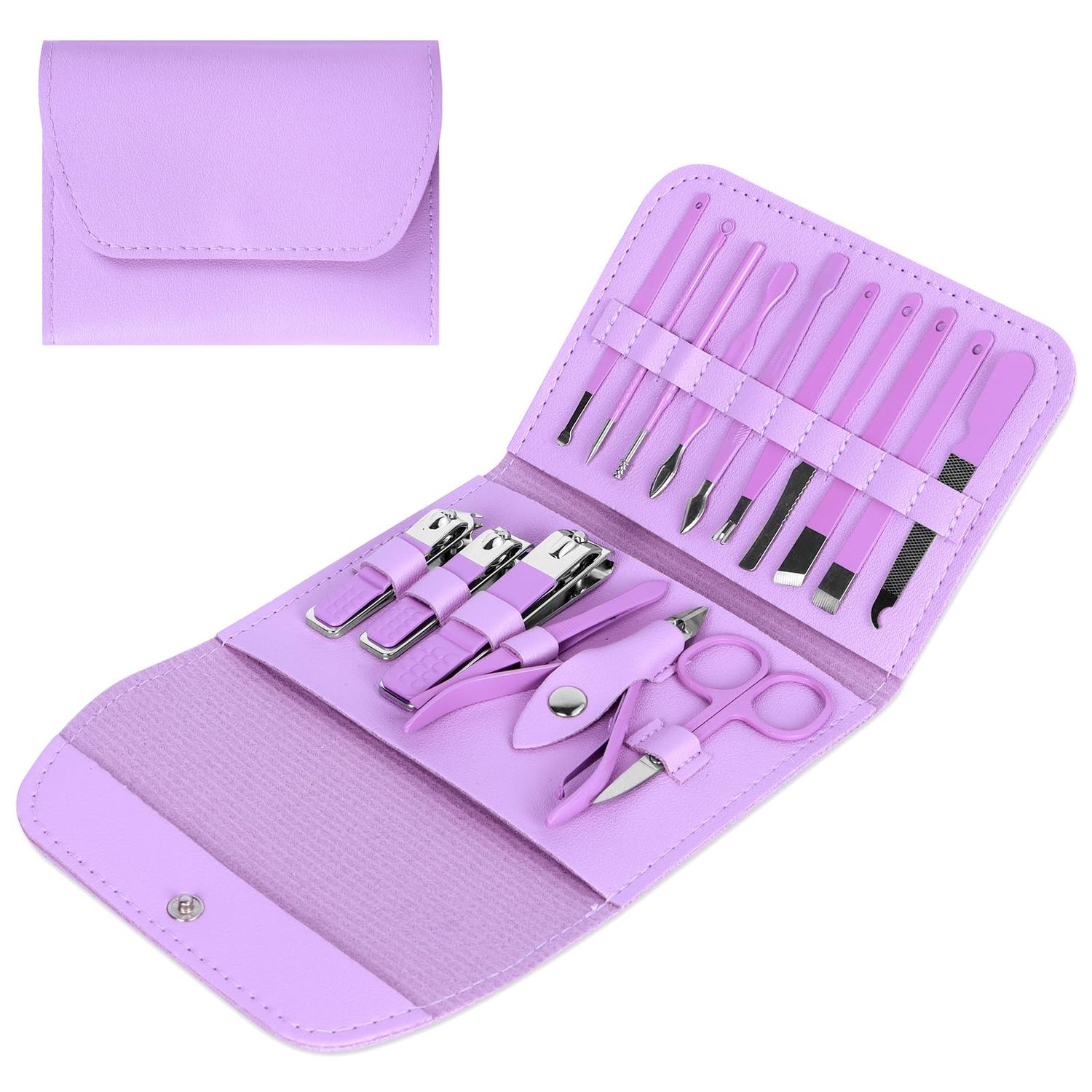 Kowca 16-Piece Professional Manicure Kit - Stainless Steel Nail Clippers Set with Travel Case, Cuticle Nippers, Grooming Tools for Women &amp; Men
