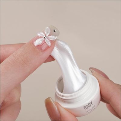 GAOY Pearl 3D Sculpting Gel for Nail Art, 15g Solid Nail Gel Non-Sticky Hard for Carving Molding and Building, Pearlescent White