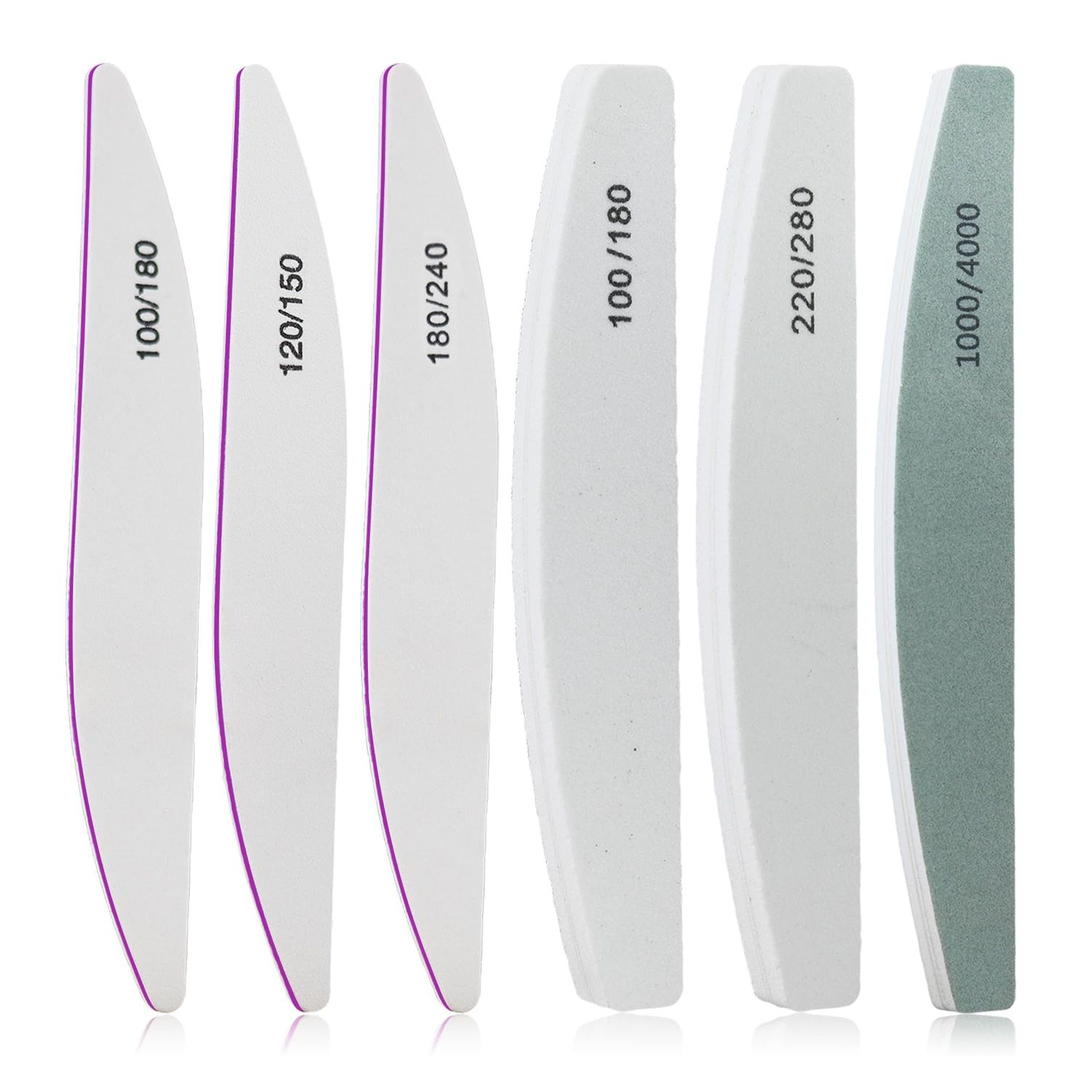 ESUOHYM 6 PCS Nail File Buffer Set for File/Buffer/Shine, Nail Files Kit for Natural Acrylic Nail, Emery Boards for Thick Nails, 100/120/150/180/220/240/280/1000/4000 Grit for Salon and Home