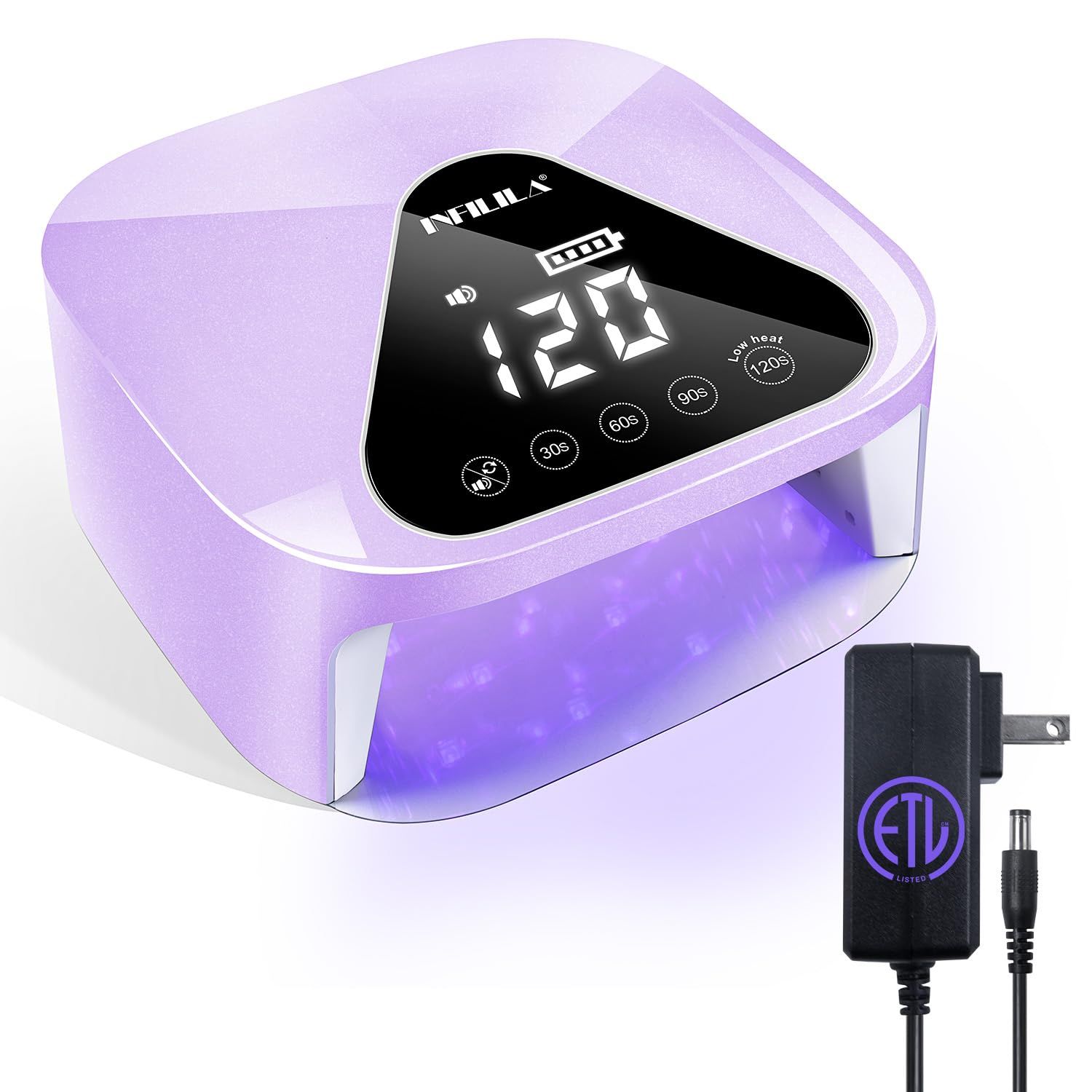 NXJ INFILILA Cordless Nail Lamp, Rechargeable UV Light for Gel Nails, Wireless UV LED Fast Curing Dryer, Professional 54W Gel Light for Nails, Quick Dry for Salon &amp; Home(Purple)