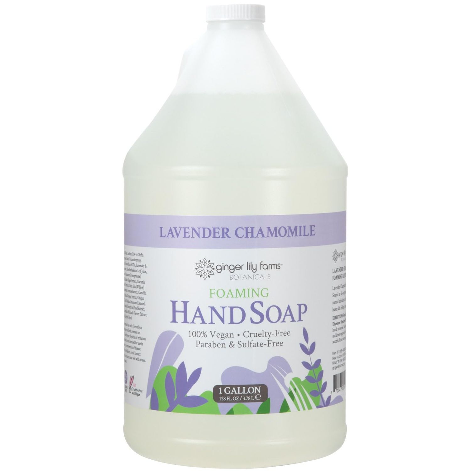 Ginger Lily Farms Botanicals All-Purpose Foaming Hand Soap Refill, 100 Vegan &amp; Cruelty-Free, Lavender Chamomile Scent, 1 Gallon (128 Fl Oz)