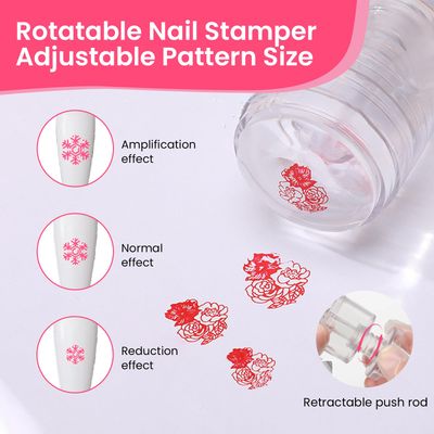 ESUOHYM 6PCS French Tip Nail Stamp Art Kit Clear Silicone Nail Jelly Stamper With Scrapers Polish French Manicure Stamping Set For Women Diy Artists Salon