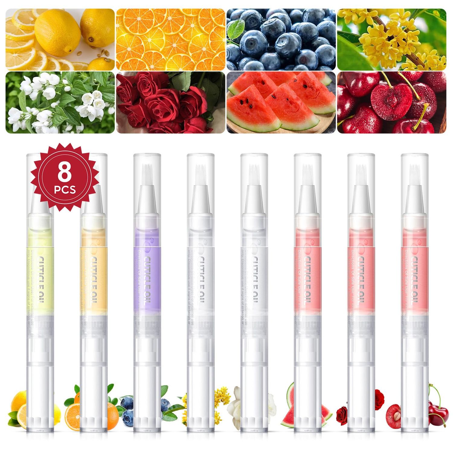 COSCELIA 8pcs Cuticle Oil Pen Bulk for Nails Polish Repair Pen Nail Nourishment Polish with Vitamins to Nourish and Moisturize Skin for Cuticle Nail Care