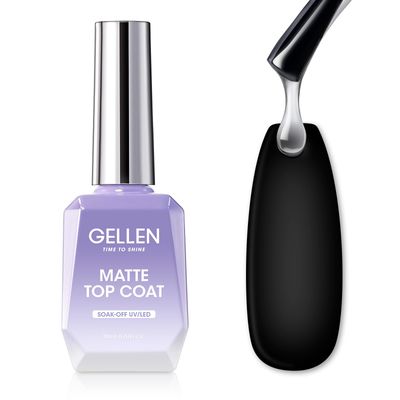 Gellen Matte Top Coat Gel Nail Polish, 18ml Matte No Wipe Top Coat Soak Off Nail Lamp Gel, Seals in Color, Prevent Scratches or Chipping, Long Lasting DIY Home Nail Salon