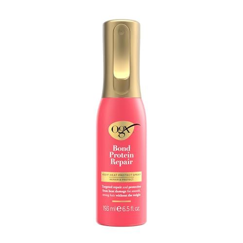OGX Repair &amp; Protect Bond Protein Repair 450F Heat Protect Spray, Thermal Protection Spray for Targeted Damage Repair &amp; Protection from Heat Damage, 6.5 fl. oz