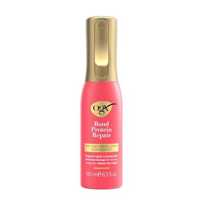 OGX Repair &amp; Protect Bond Protein Repair 450F Heat Protect Spray, Thermal Protection Spray for Targeted Damage Repair &amp; Protection from Heat Damage, 6.5 fl. oz