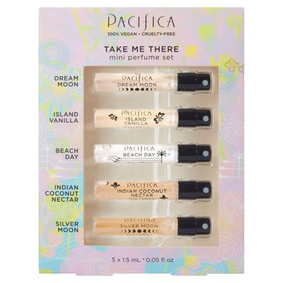 Pacifica Beauty, Take Me There Spray Perfume Trial Set, 5 Scents, Fragrance Sampler Gift Set, Natural &amp; Essential Oils, Clean, Vegan &amp; Cruelty Free