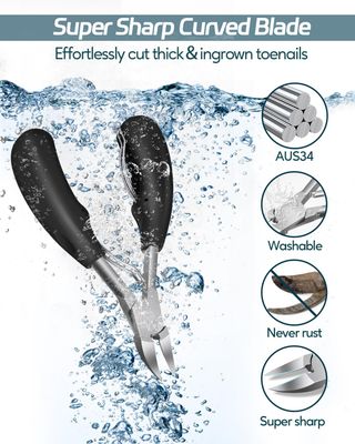 Toenail Clippers for Seniors Thick Toenail, Podiatrist Toe Nail Clipper Kits for Adult, Men, Women, Super Sharp Curved Blade Large Nail Tools, at Home Ingrown Toenail Remove Kit, 6 Pieces