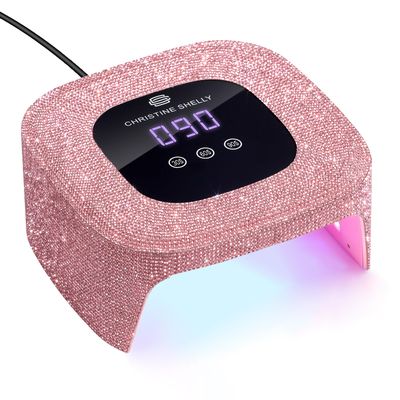 CHRISTINE SHELLY UV LED Nail Lamp Fast Curing 48W Nail Dryer Sparkly UV Gel Nail Light Home Use DIY Auto Sensor 3 Timer LCD Touch Screen Pink Diamond