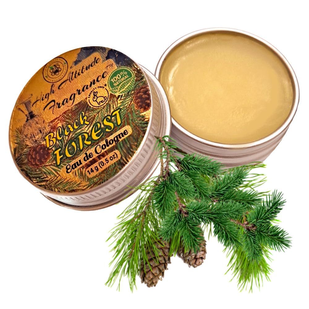 Black FOREST Cologne - Eau de Cologne - Solid Balm - Aromatherapy Essential Oils (Black Spruce, Pine, Cypress, Cedar Wood &amp; Leaf, Juniper) - Natural Fragrance - Travel Party Favors Gifts - 0.5oz