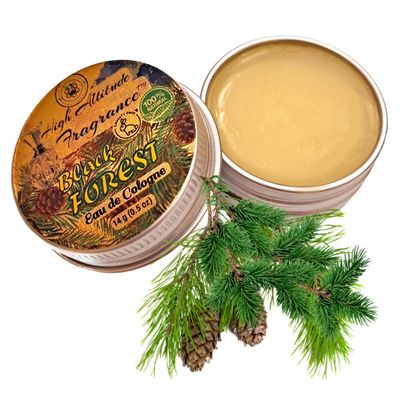 Black FOREST Cologne - Eau de Cologne - Solid Balm - Aromatherapy Essential Oils (Black Spruce, Pine, Cypress, Cedar Wood &amp; Leaf, Juniper) - Natural Fragrance - Travel Party Favors Gifts - 0.5oz
