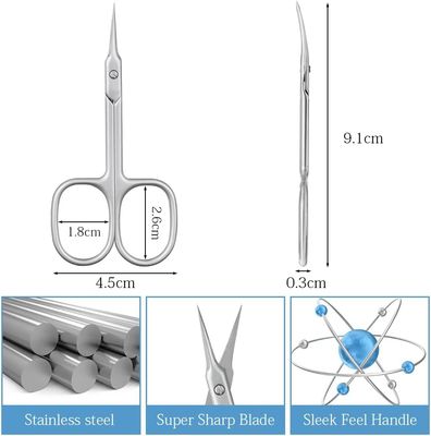 AOMIG Multi-Purpose Stainless Steel Beauty Scissors - 2PCS Sharp Curved Nail, Toenail, Eyebrow, Eyelash Cutter