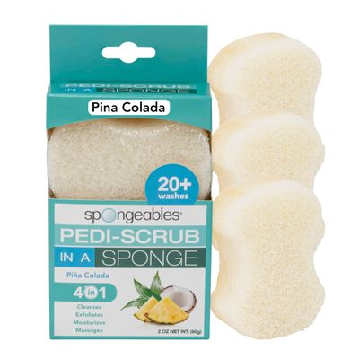 Spongables Pedi Scrub Foot Exfoliating 20 Wash Sponge, Pina Colada, 3 Count