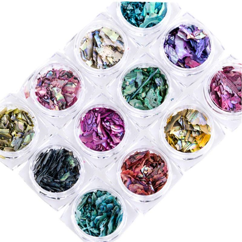 Irregular Abalone Seashell Slices, 12 Color 3D Nail Art Shell Piece Nail Patch Mermaid Flakes Nail Art Decoration Sequins Decals