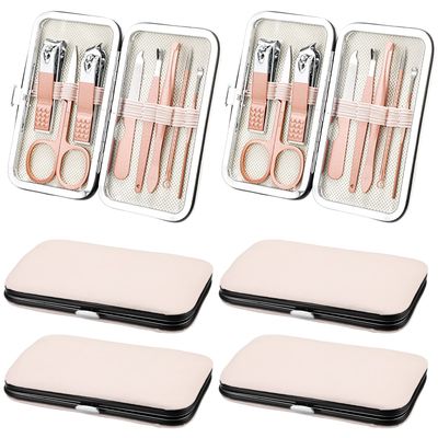 Hanaive 6 Set Manicure Set 48Pcs Nail Clippers Pedicure Kit 8 in 1 Stainless Steel Grooming Kit Professional Nail Care Tools with Luxurious Travel Case for Gift Men Women Fathers Day(Rose Gold)