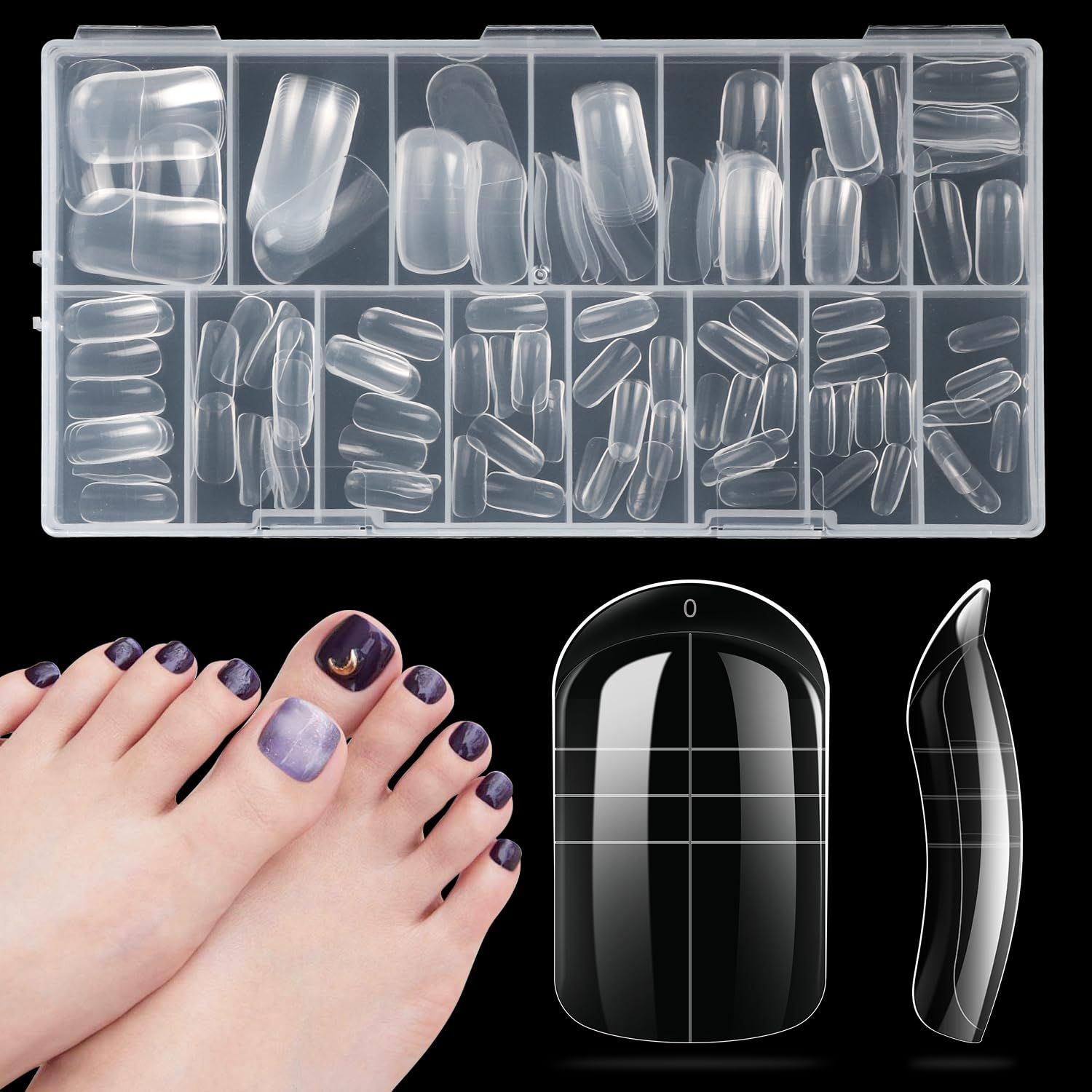 krofaue Toe Dual Forms - Poly Extension Gel Toenail 150pcs Reusable Full Cover Dual Nail Forms for Builder Gel Toenails Nail Molds for Manicure DIY at Home