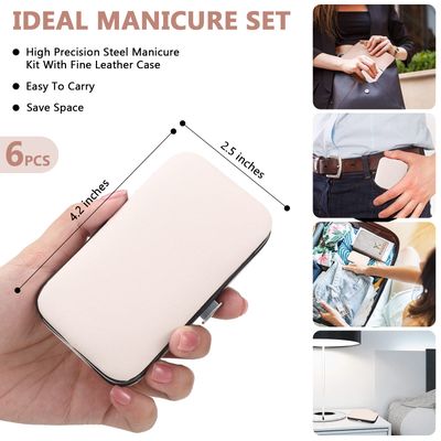 Hanaive 6 Set Manicure Set 48Pcs Nail Clippers Pedicure Kit 8 in 1 Stainless Steel Grooming Kit Professional Nail Care Tools with Luxurious Travel Case for Gift Men Women Fathers Day(Rose Gold)