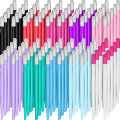 Yaomiao 100 Pcs Rubber Tip Nail Cuticle Pusher Bulk Tipped Plastic Handle Art Tool Assorted Color Nail Cleaner Stick for Men and Women Party Christmas Giving Birthday Gift